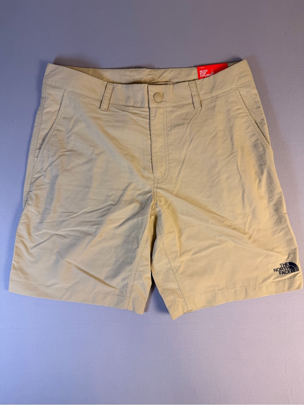 The North Face Men’s Flash Dry Khaki Tan Lightweight Shorts Standard Fit Size 32